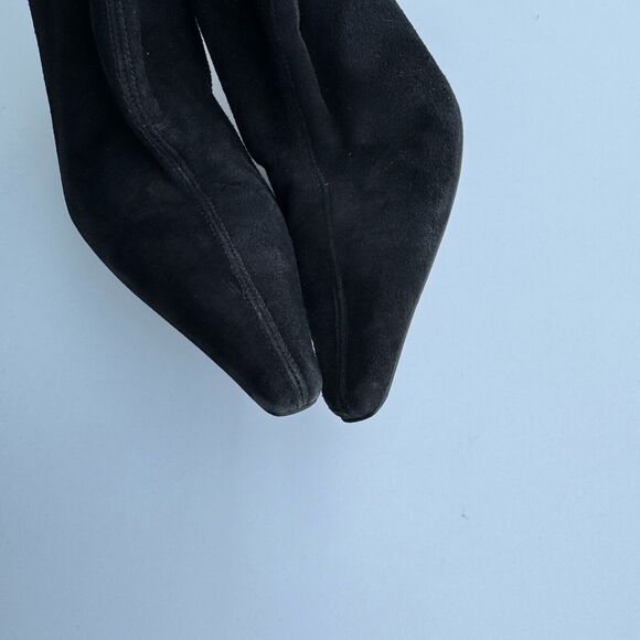 Claudia Ciuti Race Suede Kitten Heel Knee High Pointed Toe Boots Brown 6M - Picture 3 of 8